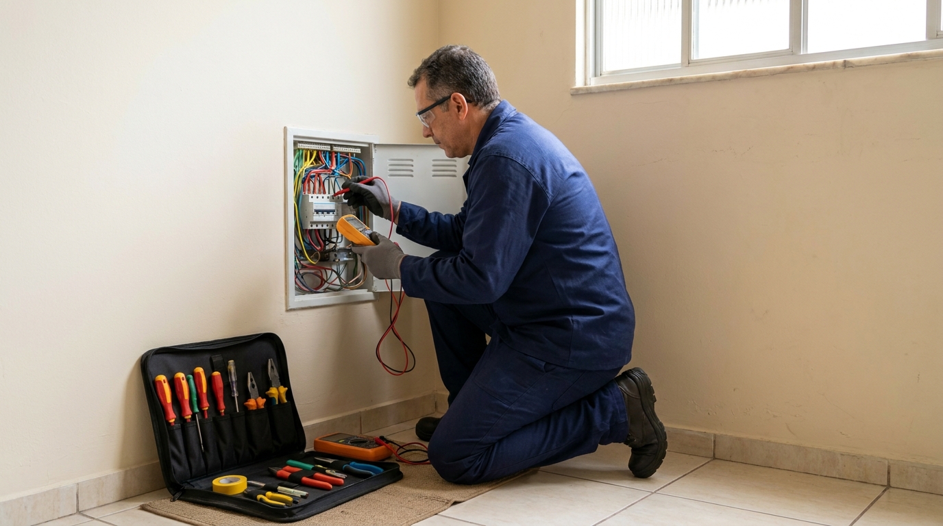 Eletricista atendendo em residência em Porto Alegre‑RS