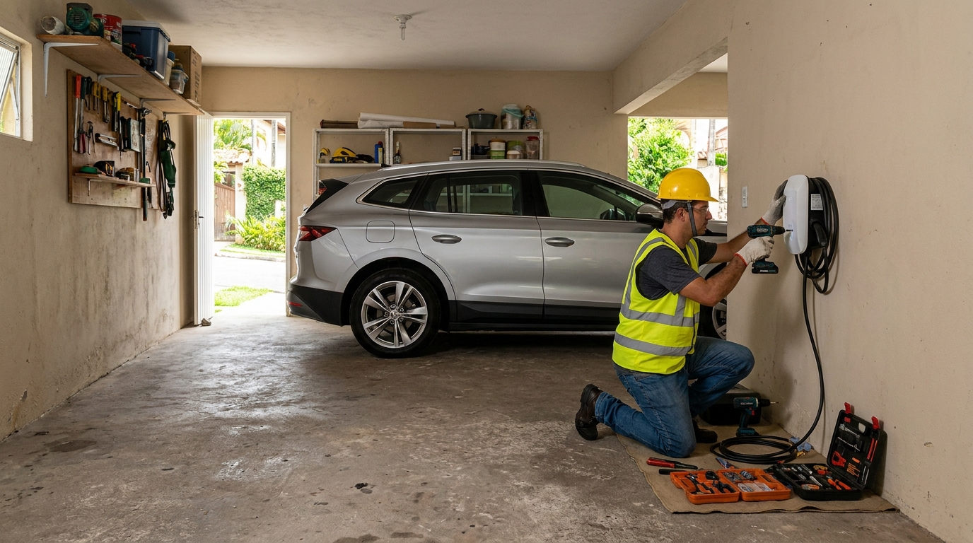 Instalacao de carregador de carro eletrico residencial em Porto Alegre‑RS